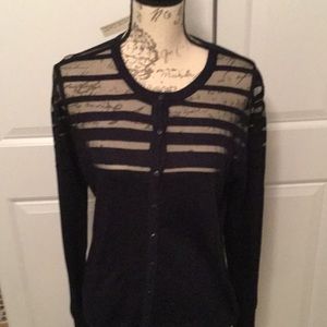 Sheer topped fitted cardigan .